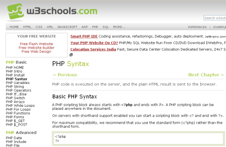 PHP Tutorials w3Schools.com